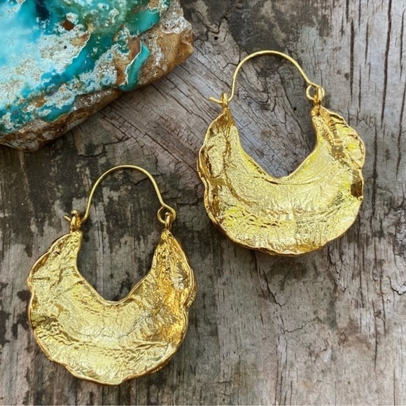 Anthropologie Gold Statement Earrings - Picture 2 of 6